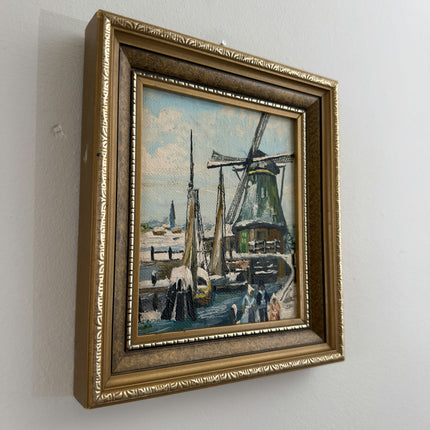 Classic Oil Painting Scenery "Windmill Scene" Fine Small Art Holland Art Shop