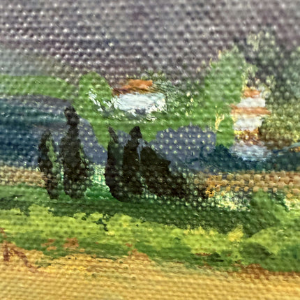 Detailed Landscape Oil Painting "Riverside Village" Original Artwork Holland Art Shop