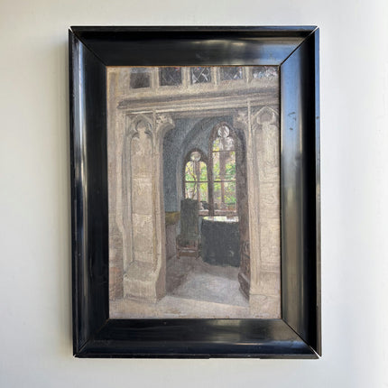 Handcrafted Church Interior Oil Painting "Arched Window" Expressive Artwork Holland Art Shop