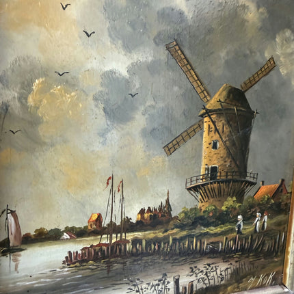 Classic Landscape Oil Painting "Windmill Painting" Rustic Artwork Holland Art Shop