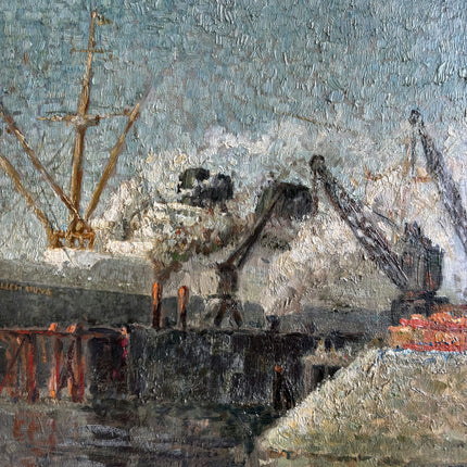 Authentic Harbor Scene Oil Painting "Fishing Boat" Detailed Dutch Artwork Holland Art Shop