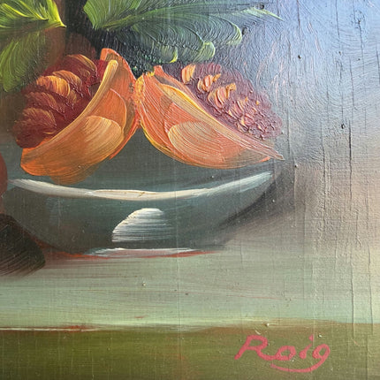 Expressive Floral Still Life Oil Painting "Peach Bowl" Timeless Small Art Holland Art Shop