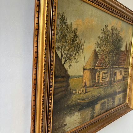 Authentic Landscape Oil Painting "Thatched Cottage" Expressive Art Holland Art Shop