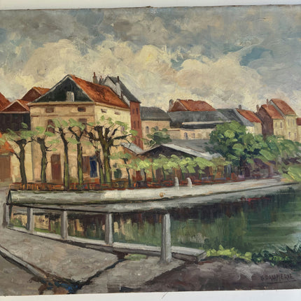 Original Cityscape Oil Painting "Row Houses" Detailed Art Holland Art Shop
