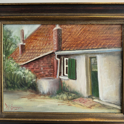 Handcrafted Farm Oil Painting "Tiled Roof" Expressive Art Holland Art Shop
