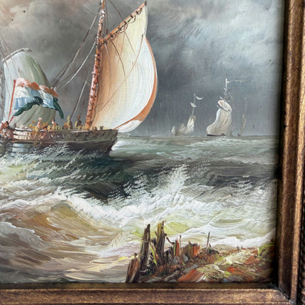 Original Seascape Oil Painting "Sailing Ship" Traditional Artwork Holland Art Shop