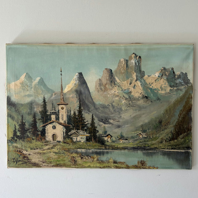 Elegant Interior Oil Painting "Mountain Church" Detailed Artwork Holland Art Shop