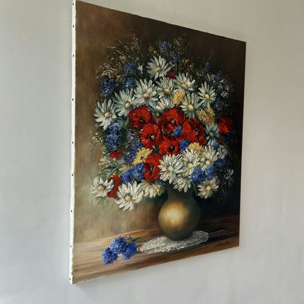 Timeless Floral Still Life Oil Painting "Canvas Backside" Authentic Artwork Holland Art Shop