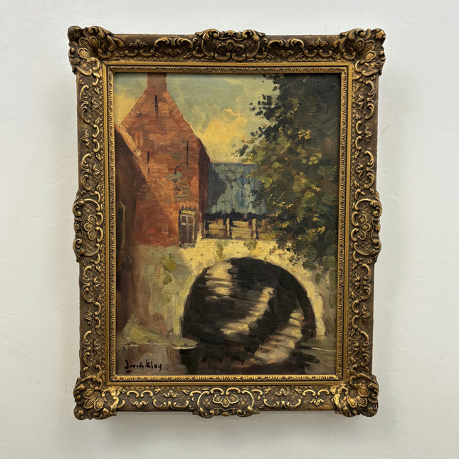 Authentic Cityscape Oil Painting "Stone Bridge" Handcrafted Art Holland Art Shop