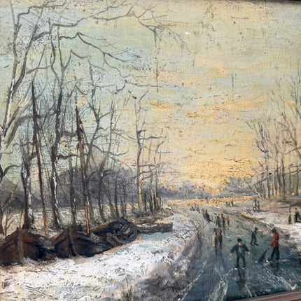 Detailed Winter Landscape Oil Painting "Framed Painting" Vintage Artwork Holland Art Shop