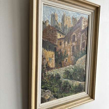 Detailed Cityscape Oil Painting "Stone Castle" Classic Small Art Holland Art Shop