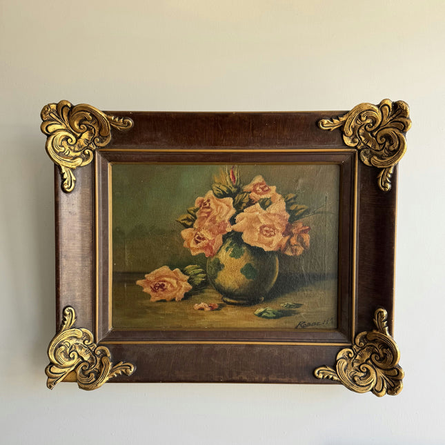 Detailed Floral Still Life Oil Painting "Vase Flowers" Vintage Artwork Holland Art Shop