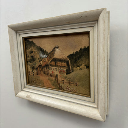 Traditional Landscape Aquarel "Thatched Cottage" Vintage Small Art Holland Art Shop