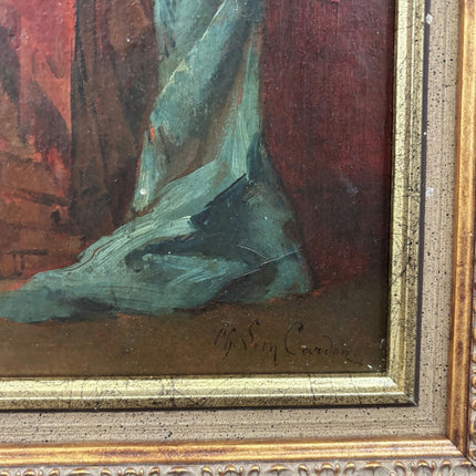 19th Century Antique Figurative Oil Painting "Embracing Woman" Art Holland Art Shop