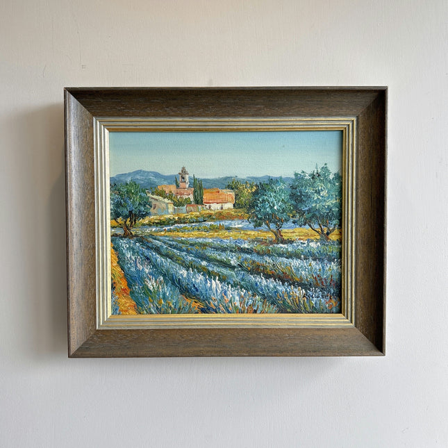 Classic Landscape Oil Painting "Lavender Field" Elegant Small Artwork Holland Art Shop