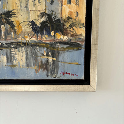 Detailed Harbor Scene Oil Painting "Harbor Buildings" Expressive Artwork Holland Art Shop