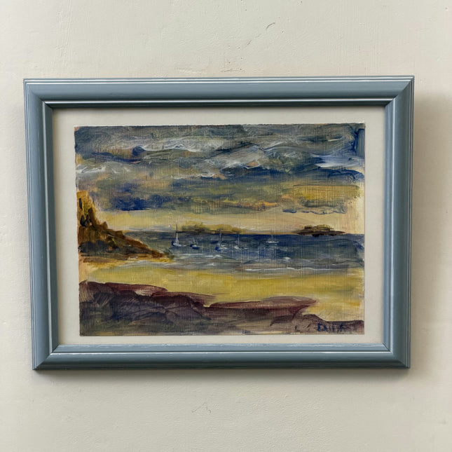 Classic Seascape Acrylic Paint "Framed Seascape" Expressive Small Artwork Holland Art Shop