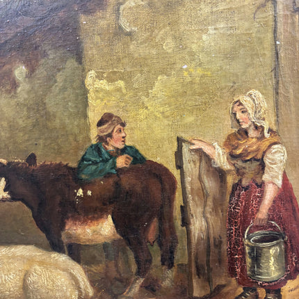 19th Century Antique Animals Oil Painting "Farm Cow" Art Holland Art Shop