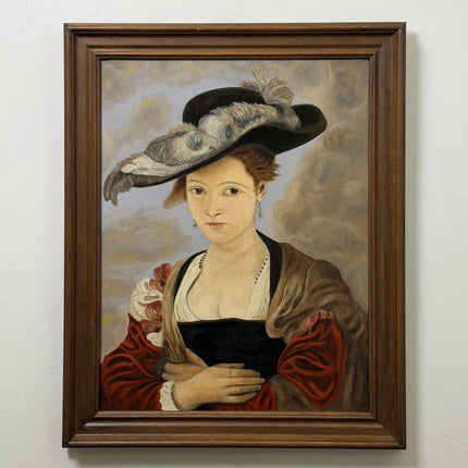 Handcrafted Portrait Oil Painting "Woman With Hat" Timeless Large Art Holland Art Shop