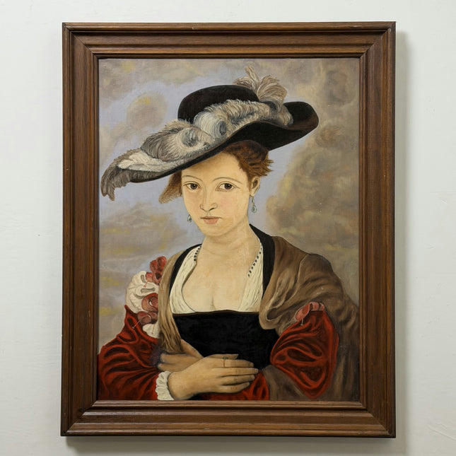 Handcrafted Portrait Oil Painting "Woman With Hat" Timeless Large Art Holland Art Shop