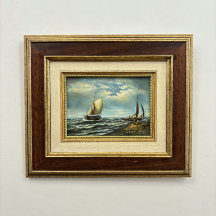 Expressive Seascape Oil Painting "Sailing Boat" Rustic Spanish  Art Holland Art Shop