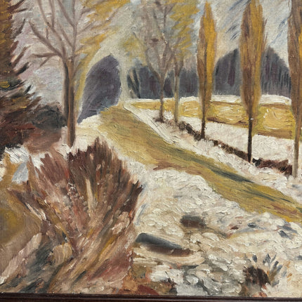 Expressive Winter Landscape Oil Painting "Row Of Poplars" Handcrafted Art Holland Art Shop