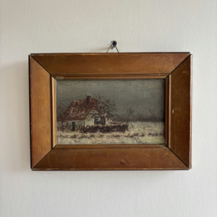 Elegant Winter Landscape Oil Painting "Gilded Frame" Traditional Small Art Holland Art Shop