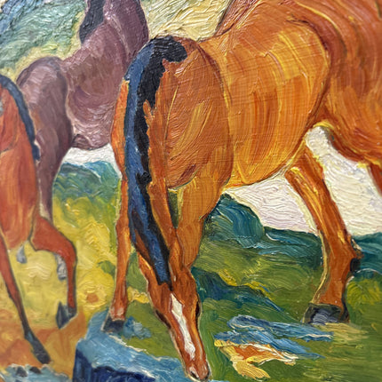 Rustic Animals Oil Painting "Grazing Horses" Classic Art Holland Art Shop