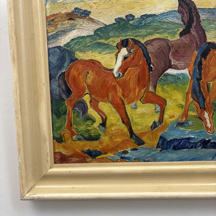 Rustic Animals Oil Painting "Grazing Horses" Classic Art Holland Art Shop