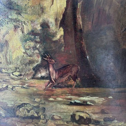 19th Century Antique Animals Oil Painting "Forest Deer" Art Holland Art Shop