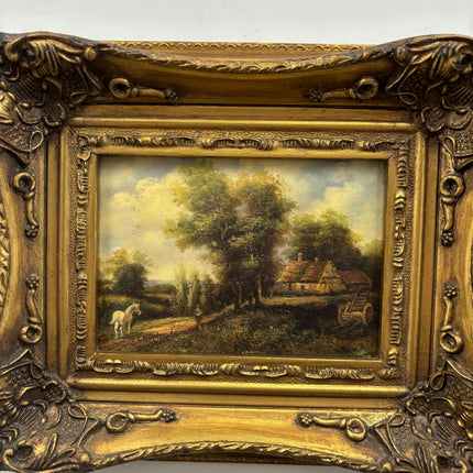Antique Landscape Oil Painting "Gilded Frame" Traditional Small Artwork Holland Art Shop