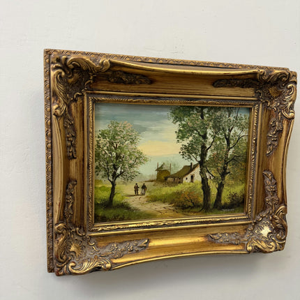Timeless Landscape Oil Painting "Gilded Frame" Rustic Small Artwork Holland Art Shop