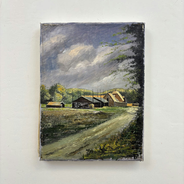 Handcrafted Landscape Oil Painting "Farm Buildings" Refined Small Artwork Holland Art Shop