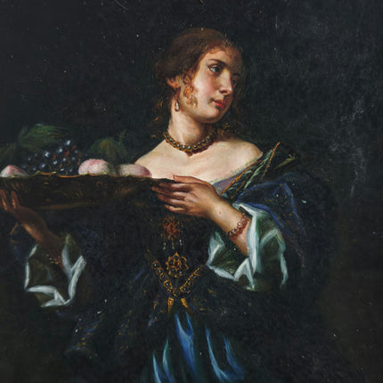 Expressive Interior Oil Painting "Woman HoldingPlatter" Detailed Small Art Holland Art Shop