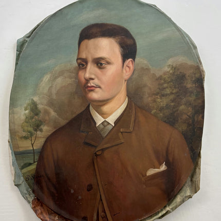 1887 Antique Portrait Oil Painting "Young Gentleman" Artwork Holland Art Shop