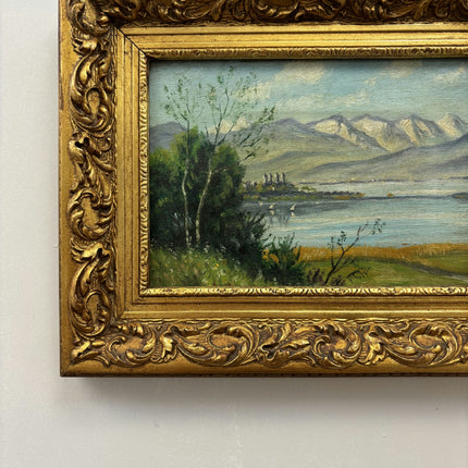 Rustic Landscape Oil Painting "Gilded Frame" Expressive Small Artwork Holland Art Shop