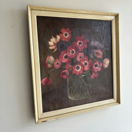 19th Century Antique Oil Painting "Red Anemones" Art Holland Art Shop