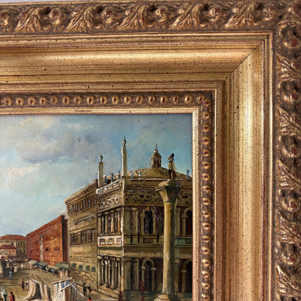 Refined Oil Painting Harbor Scene "Canal Scene" Wonderful Small Artwork Holland Art Shop