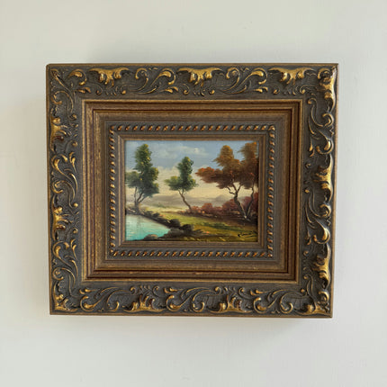 Detailed Landscape Oil Painting "Gilded Frame" Refined Small Art Holland Art Shop