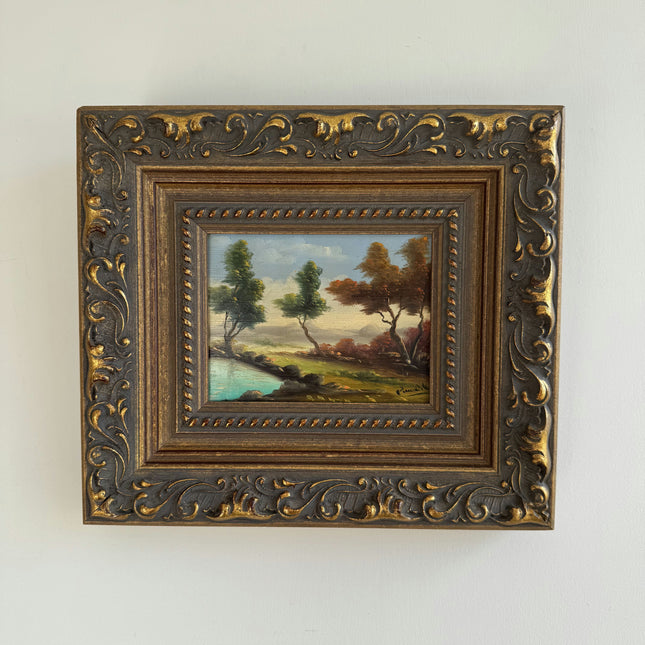 Detailed Landscape Oil Painting "Gilded Frame" Refined Small Art Holland Art Shop