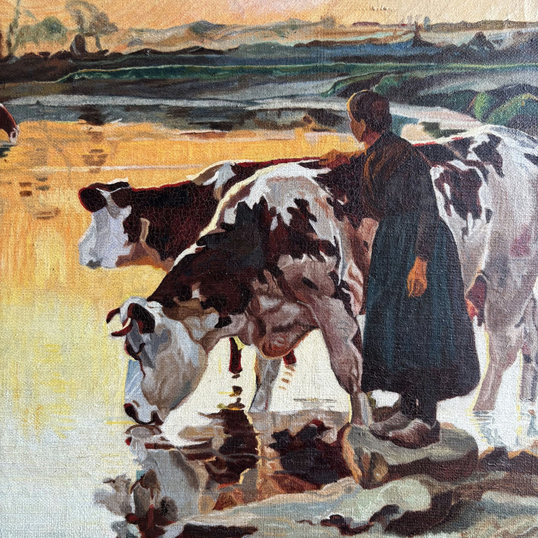 Rustic Landscape Oil Painting 