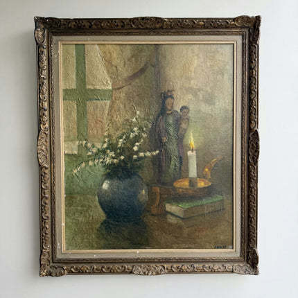 Timeless Flowery Still Life Oil Painting "Blue Vase" Original Large Art Holland Art Shop