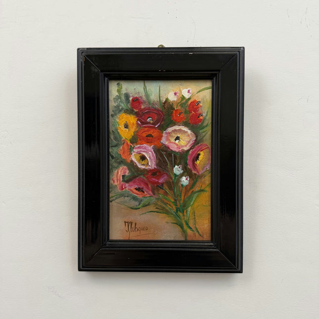 Vintage Flowery Still Life Oil Painting "Flower Bouquet" Classic Small Artwork Holland Art Shop