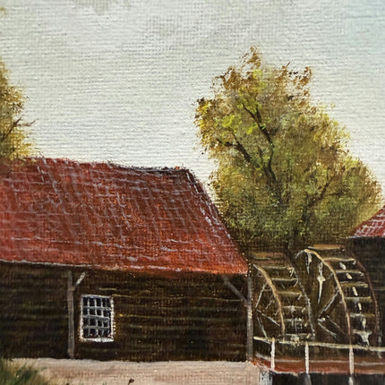 Classic Landscape Oil Painting "Watermill Building" Original Dutch Artwork Holland Art Shop