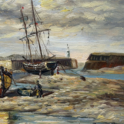 Traditional Seascape Oil Painting "Fishing Boat" Refined Small Artwork Holland Art Shop