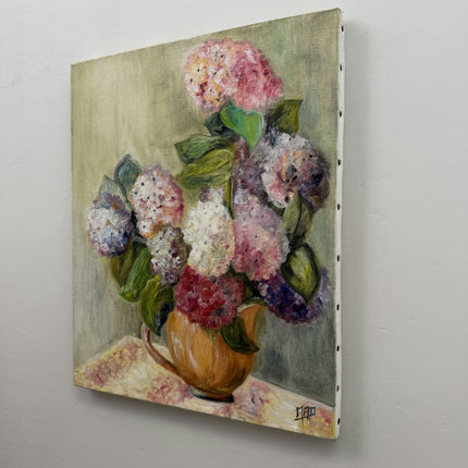 Timeless Flowery Still Life Oil Painting "Wooden Fence" Vintage Artwork Holland Art Shop