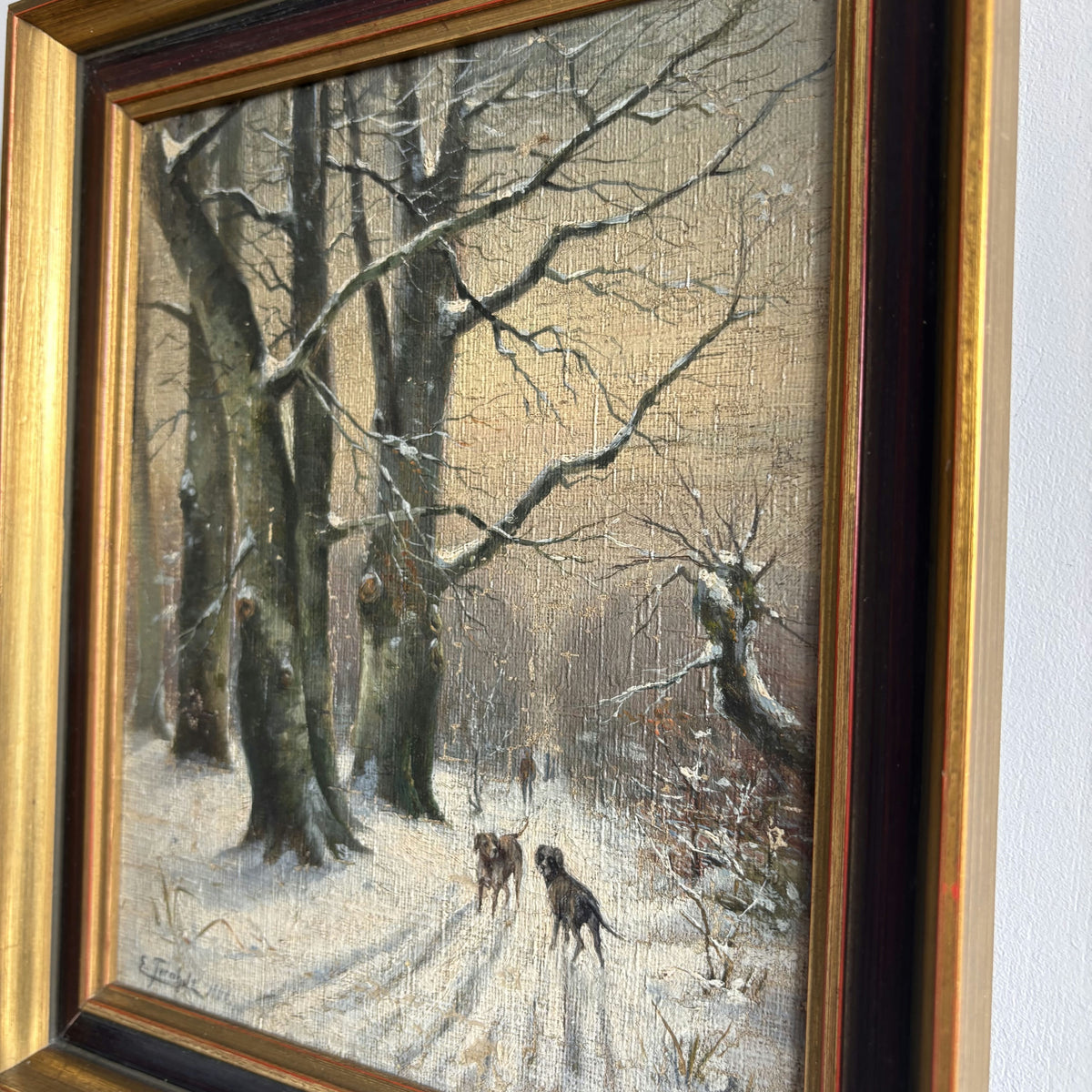 1900 Antique Winter Landscape Oil Painting 