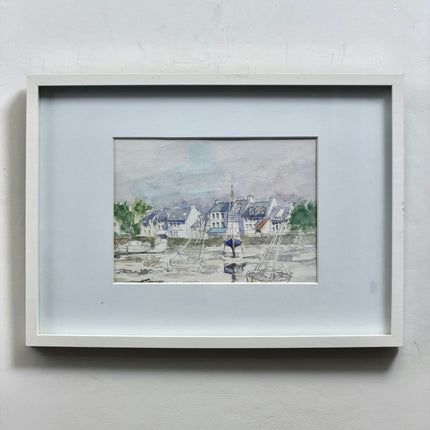 Expressive Harbor Scene Water Colour "Framed Painting" Detailed Small Artwork Holland Art Shop