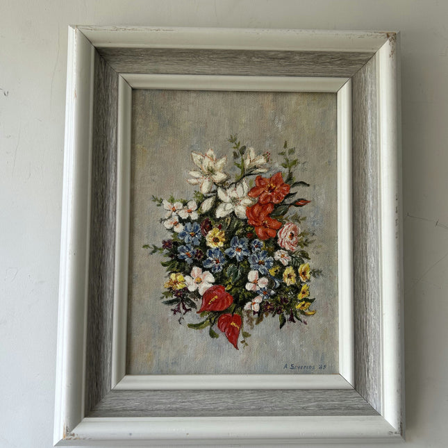 Original Flowery Still Life Oil Painting "Flower Bouquet" Elegant Small Art Holland Art Shop