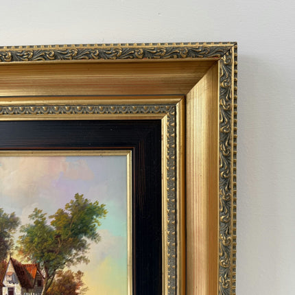 Detailed Landscape Oil Painting "Cottage Path" Traditional Small Artwork Holland Art Shop